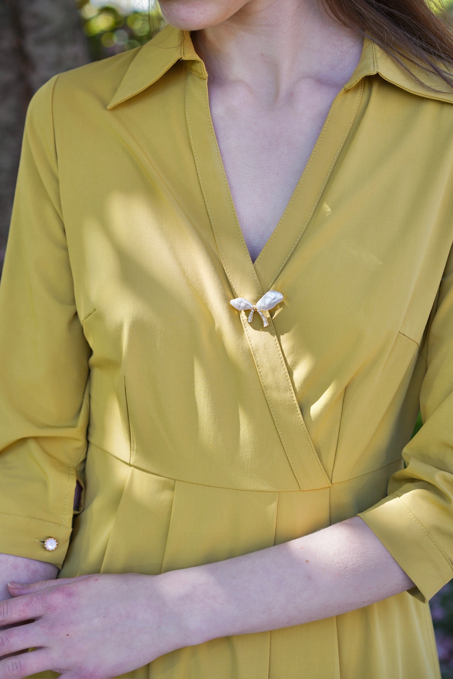 Retro Kelly Midi Dress  (Olive Yellow)