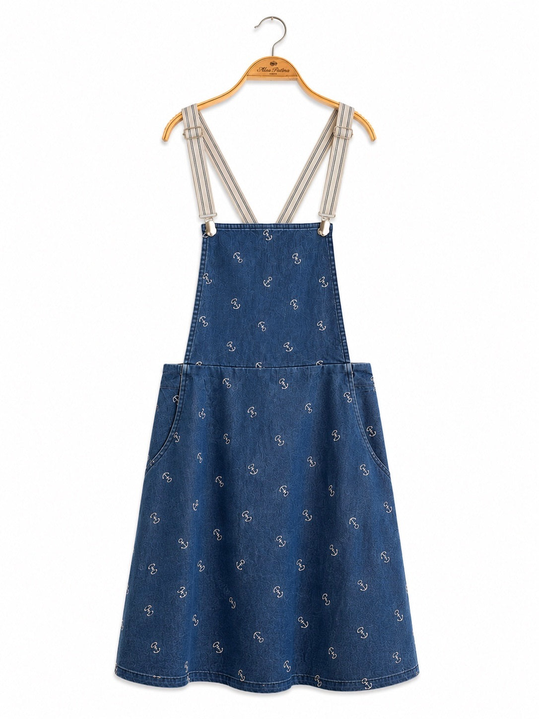 Retro Nautical Denim Pinafore Dress