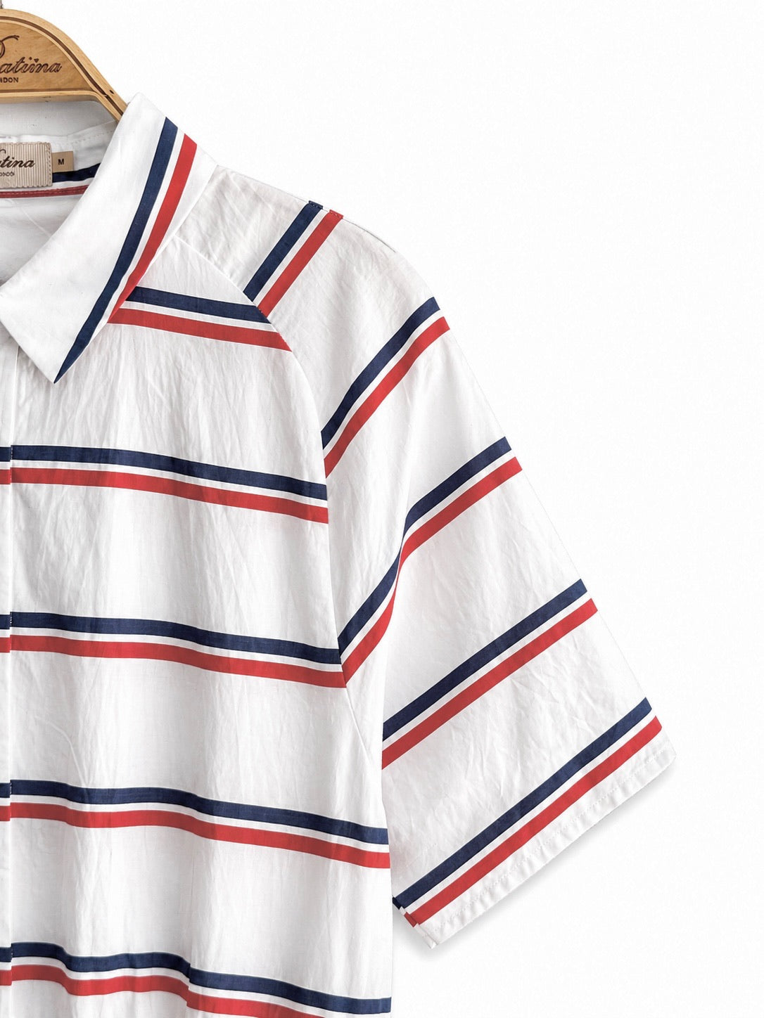 Retro Nautical Stripe Cotton Shirt Dress