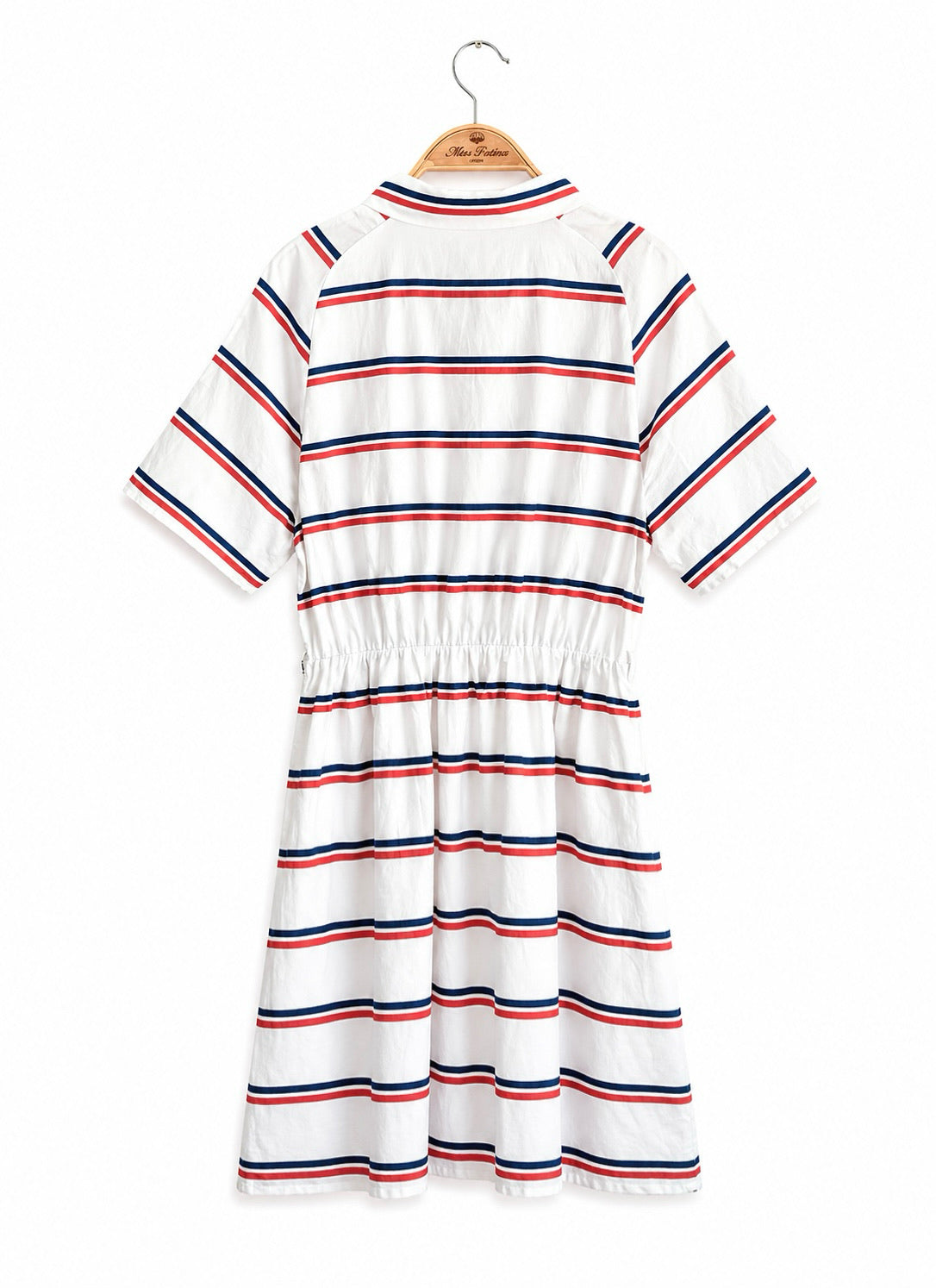 Retro Nautical Stripe Cotton Shirt Dress