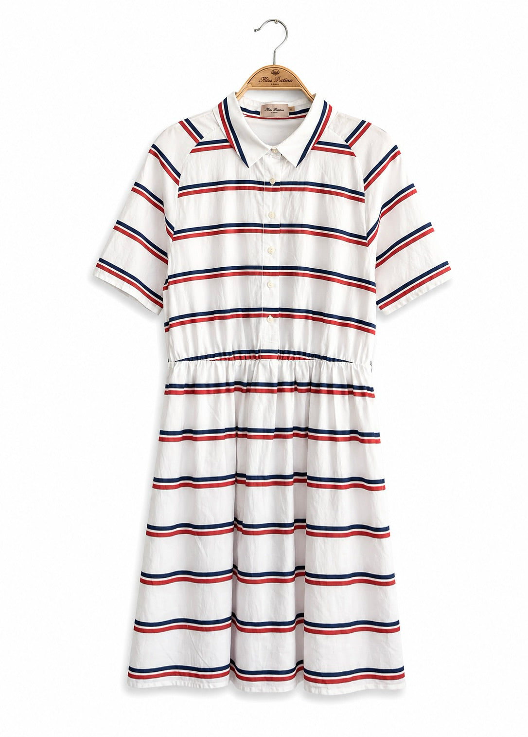 Retro Nautical Stripe Cotton Shirt Dress