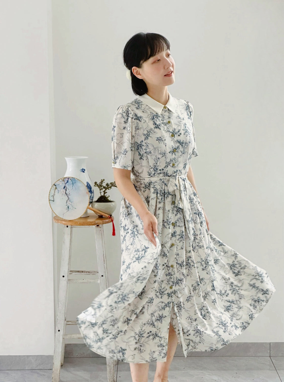 Royal Botany Dress (Blue White Porcelain)