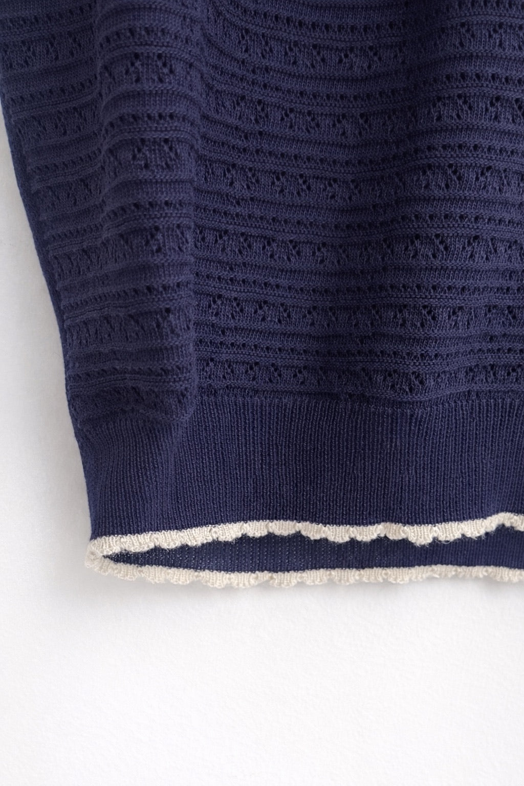 Sailor Collar Pointelle Top (Navy)