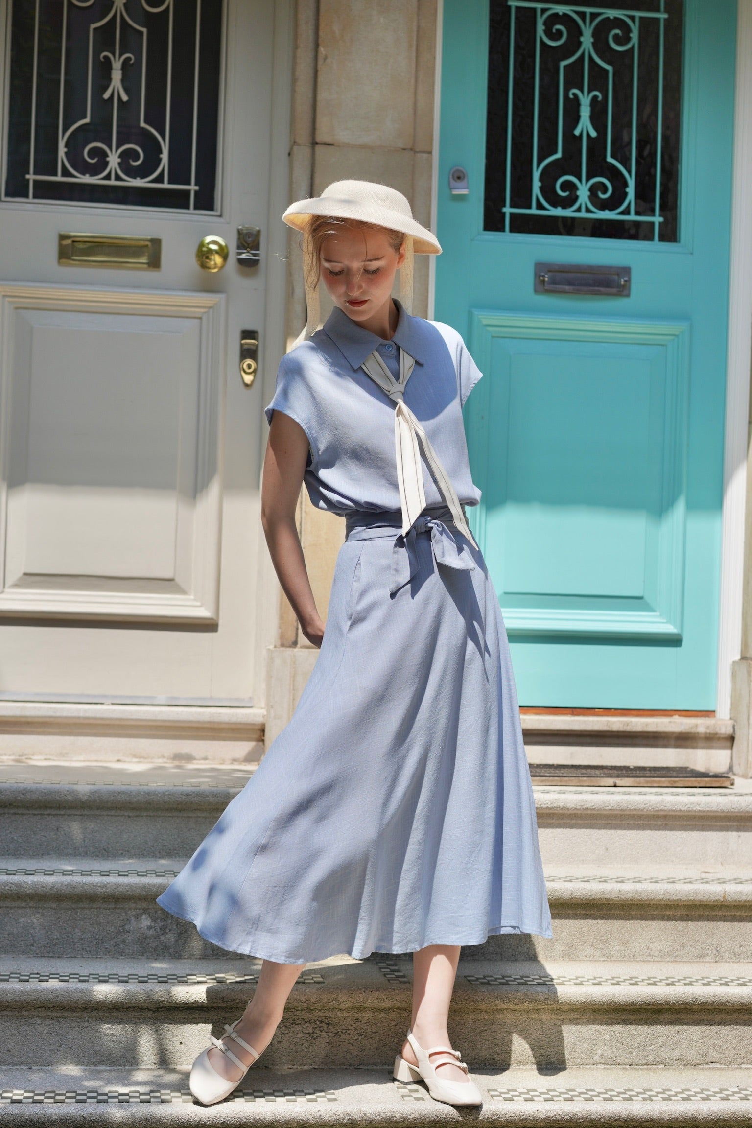 Seaside Clubhouse Shirt & Skirt Set (Blue)