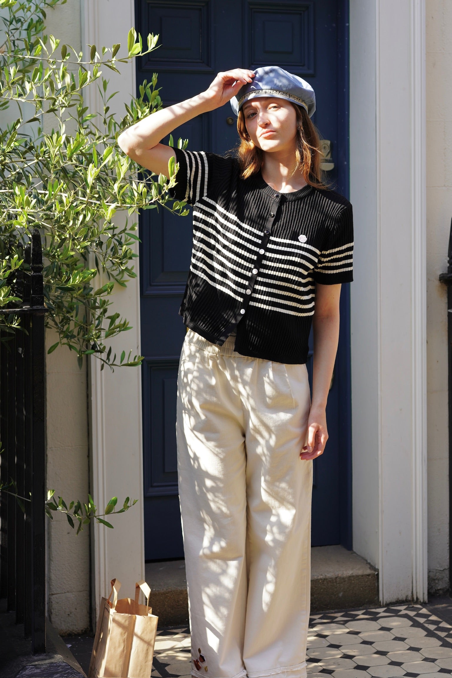 Seaside Stroll Striped Top (Black)