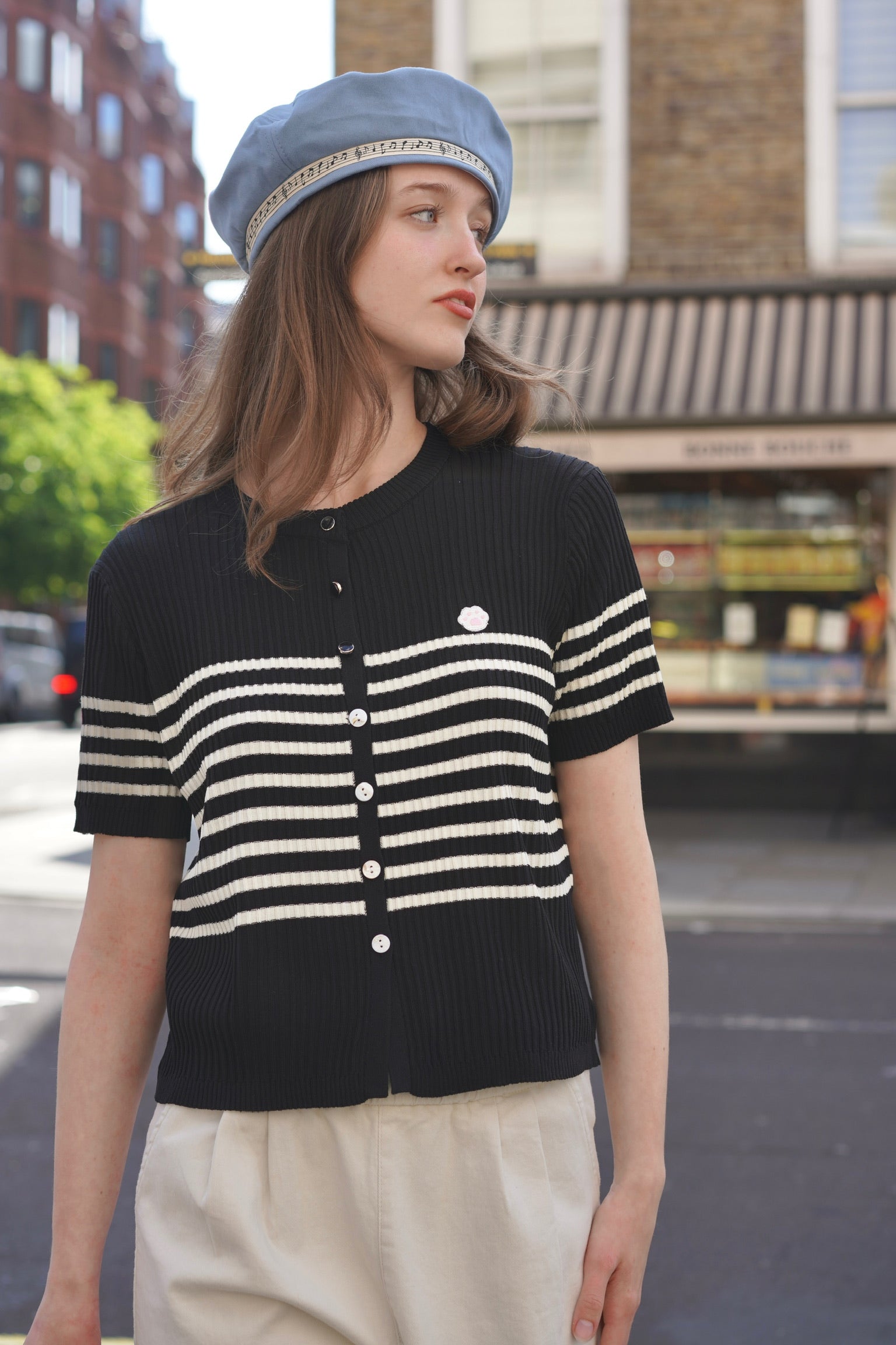 Seaside Stroll Striped Top (Black)