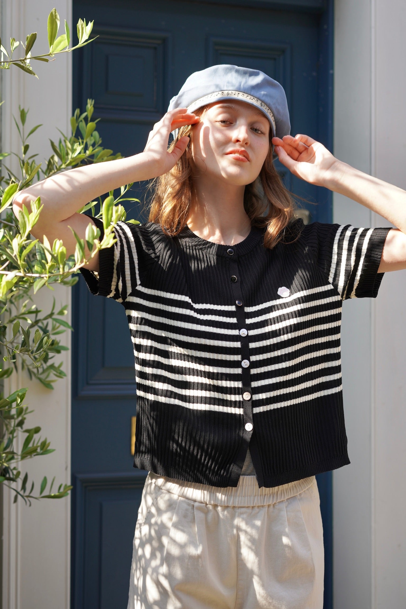 Seaside Stroll Striped Top (Black)