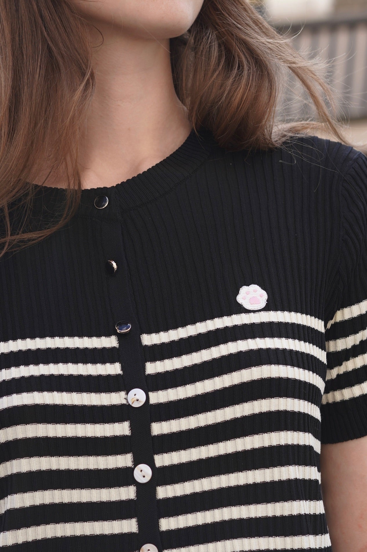 Seaside Stroll Striped Top (Black)