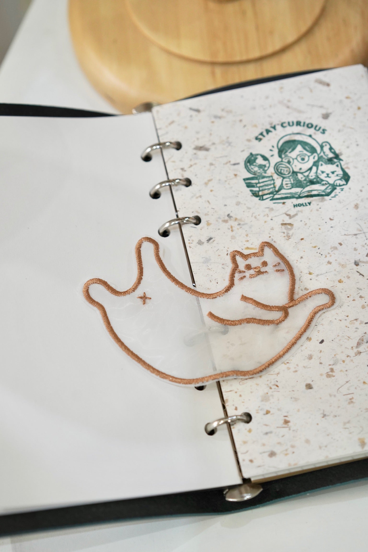 Set of 3 Embroidered Organza Cat Appliqués