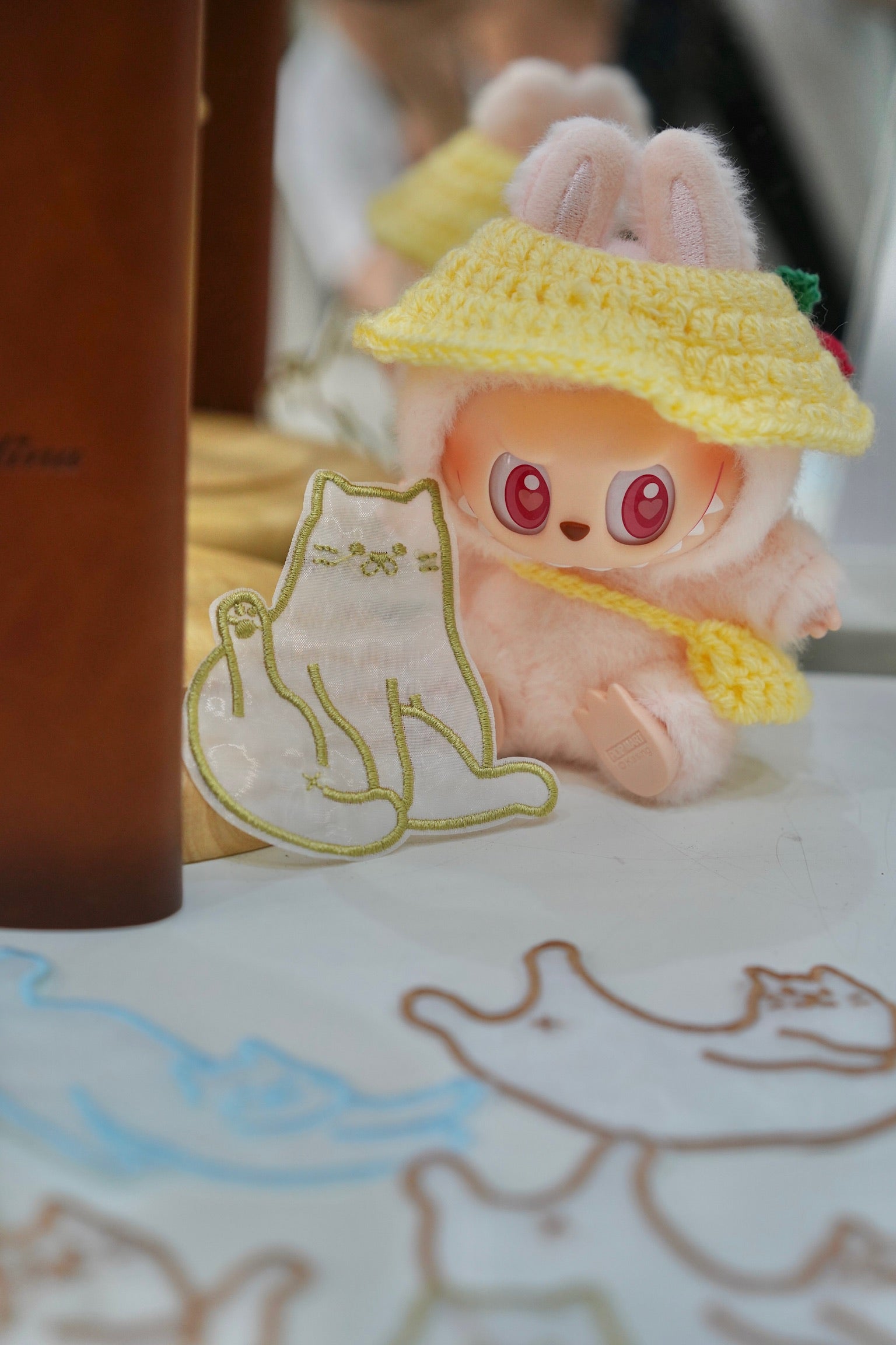 Set of 3 Embroidered Organza Cat Appliqués