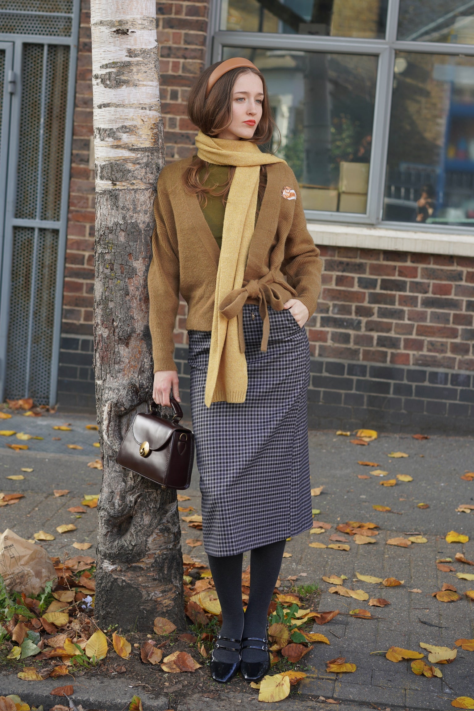 Autumn Squirrel Wrap Cardigan (Olive Brown)