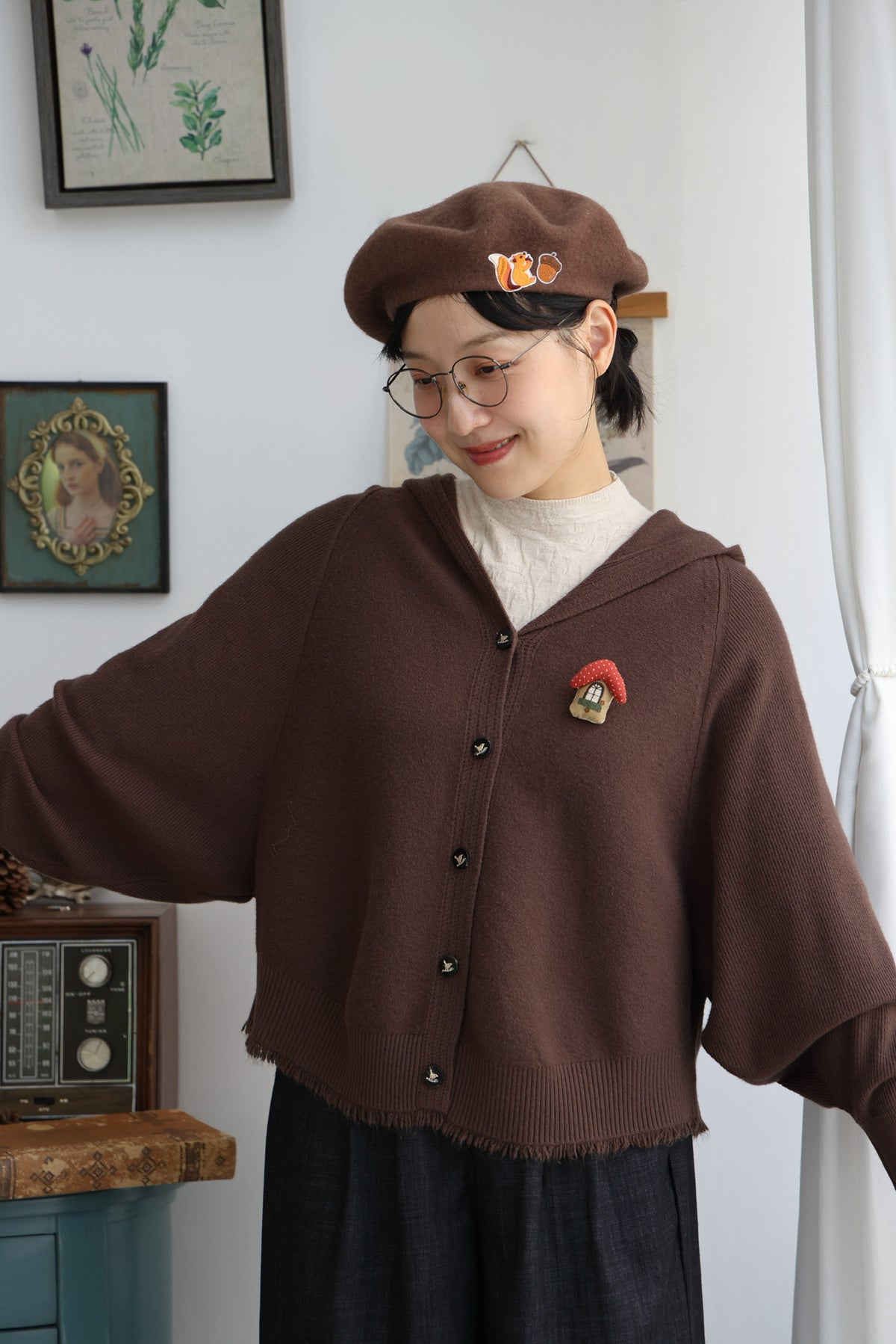 Shepherd’s Cottage Hooded Cardigan (Chocolate)