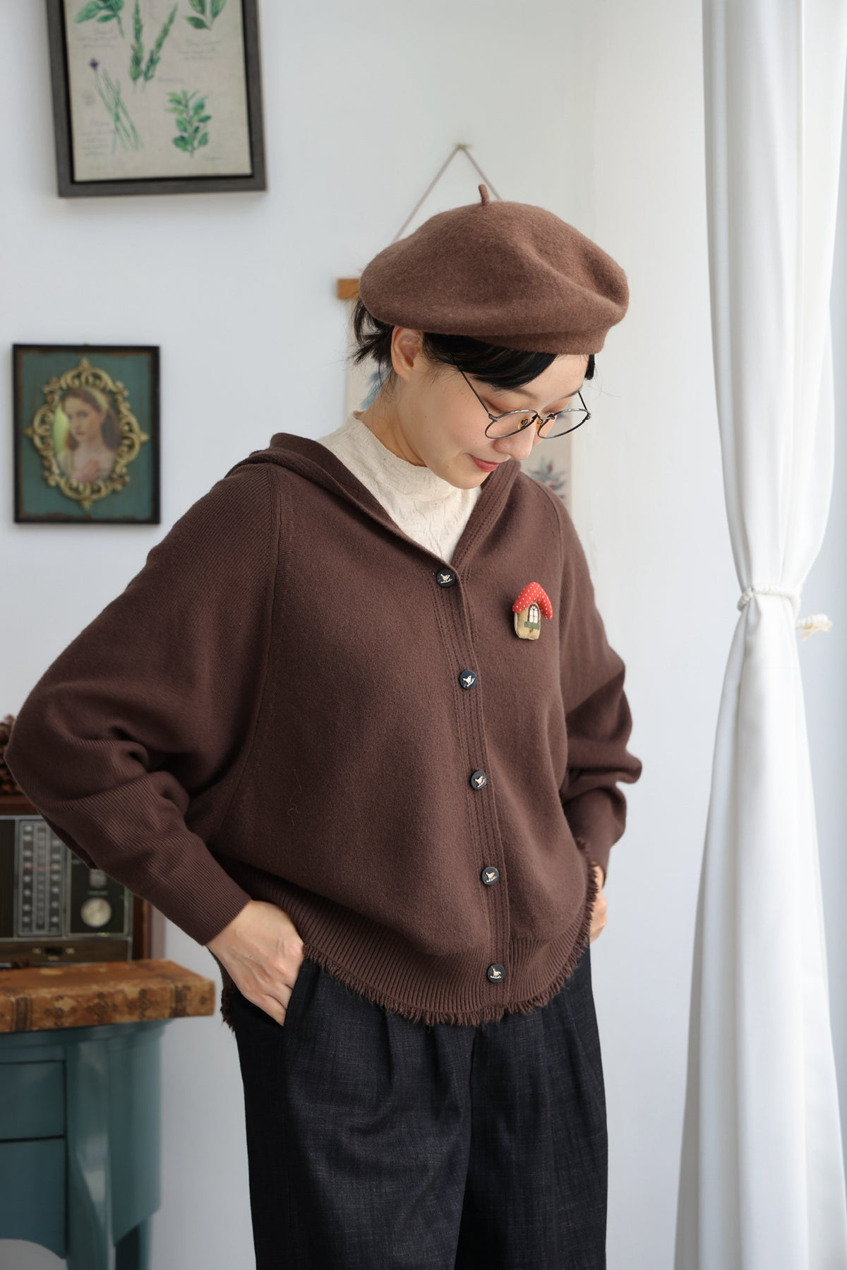 Shepherd’s Cottage Hooded Cardigan (Chocolate)