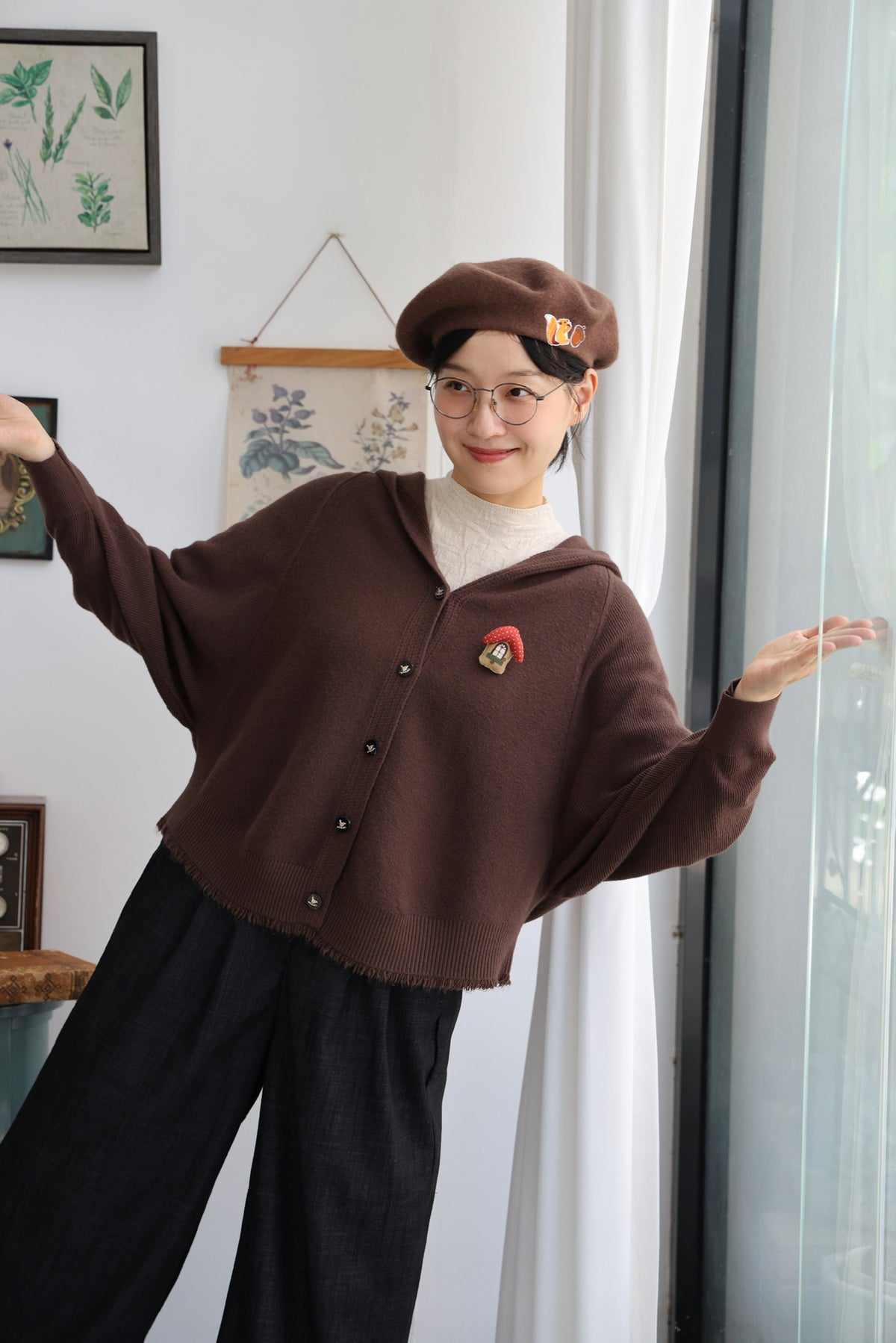 Shepherd’s Cottage Hooded Cardigan (Chocolate)