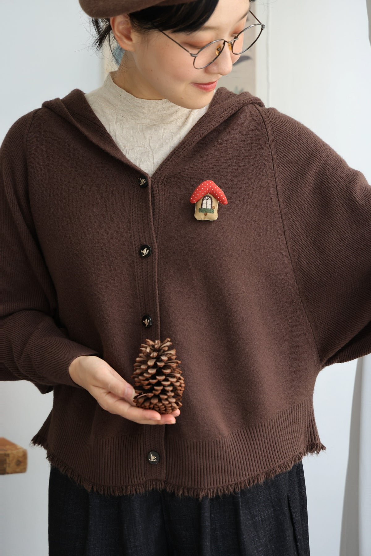 Shepherd’s Cottage Hooded Cardigan (Chocolate)