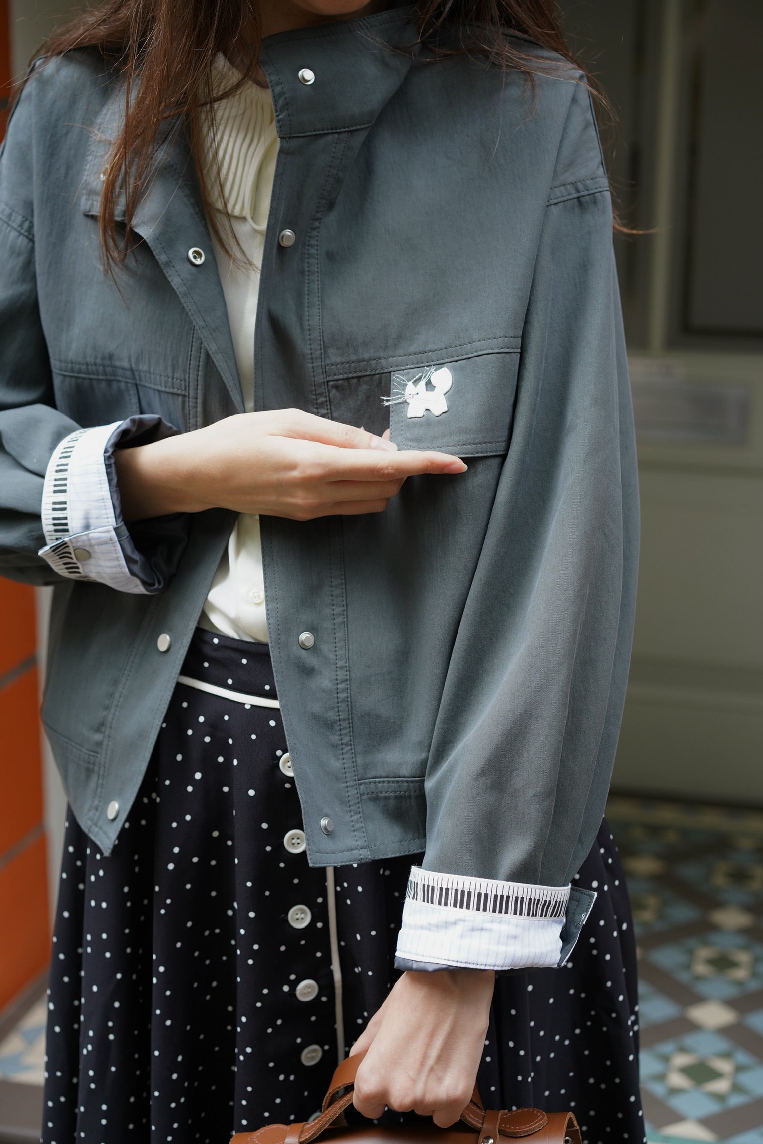 Signature Flight Cropped Jacket (Grey Blue)