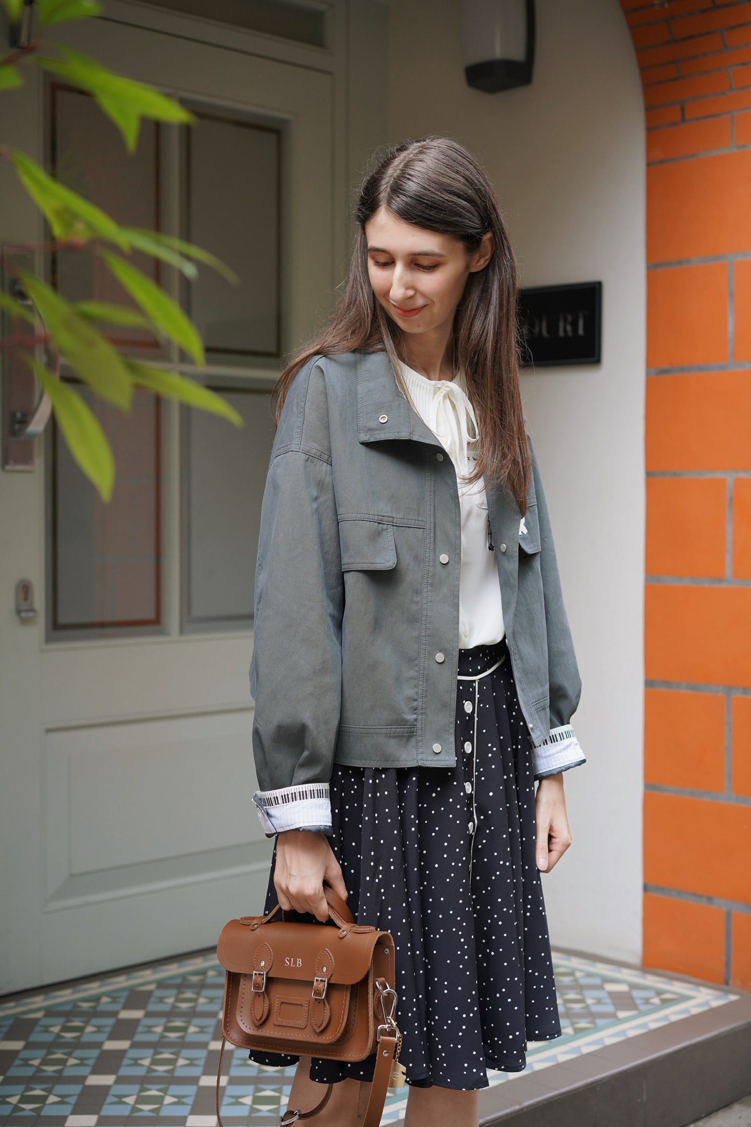 Signature Flight Cropped Jacket (Grey Blue)