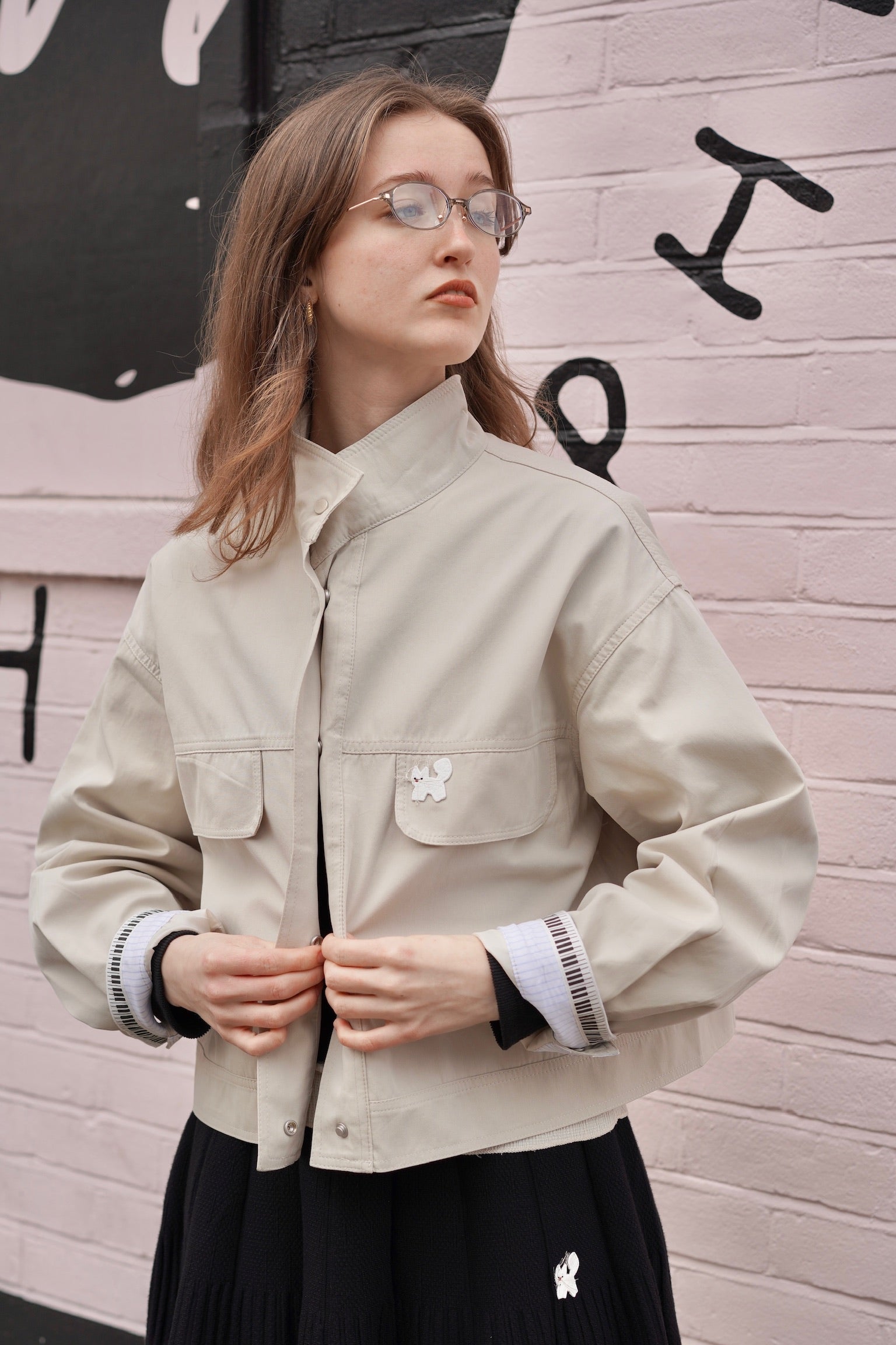 cream cropped jacket to wear over dress Lyndsey Sherpa Cropped Jacket Shop American Threads Women's Trendy Online Boutique Ecru / S