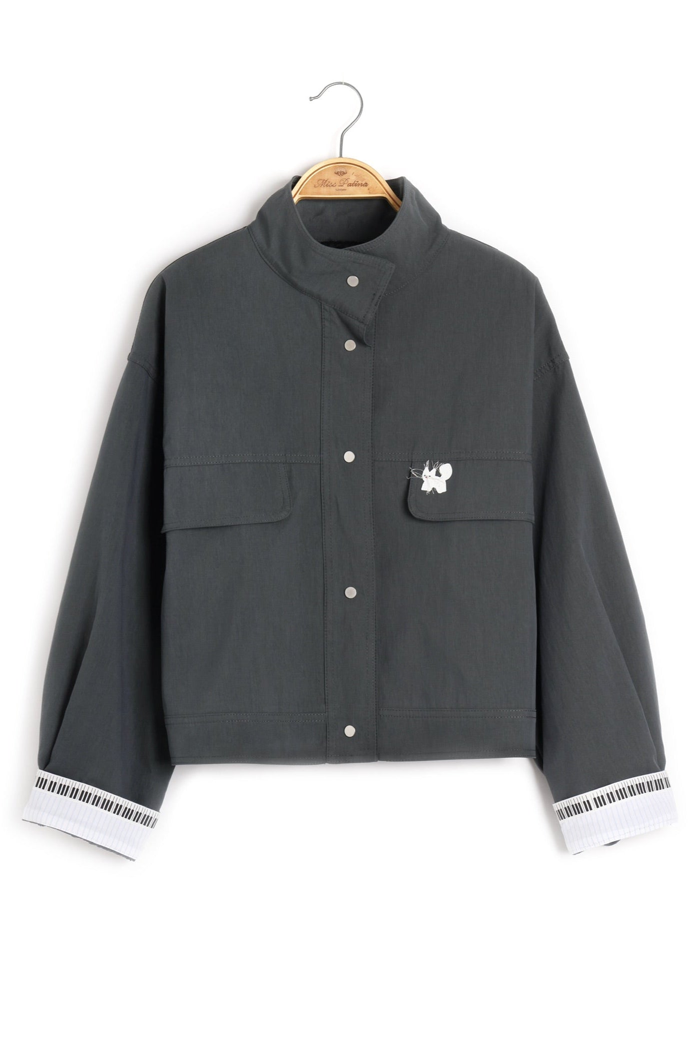 Signature Flight Cropped Jacket (Grey Blue)