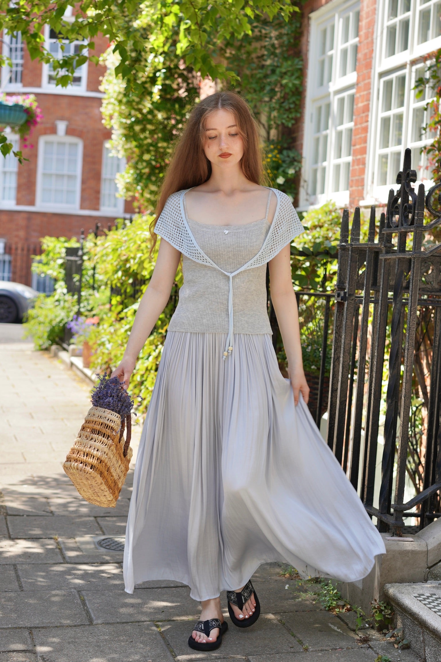 Silkfall Satin Skirt (Baby Blue)