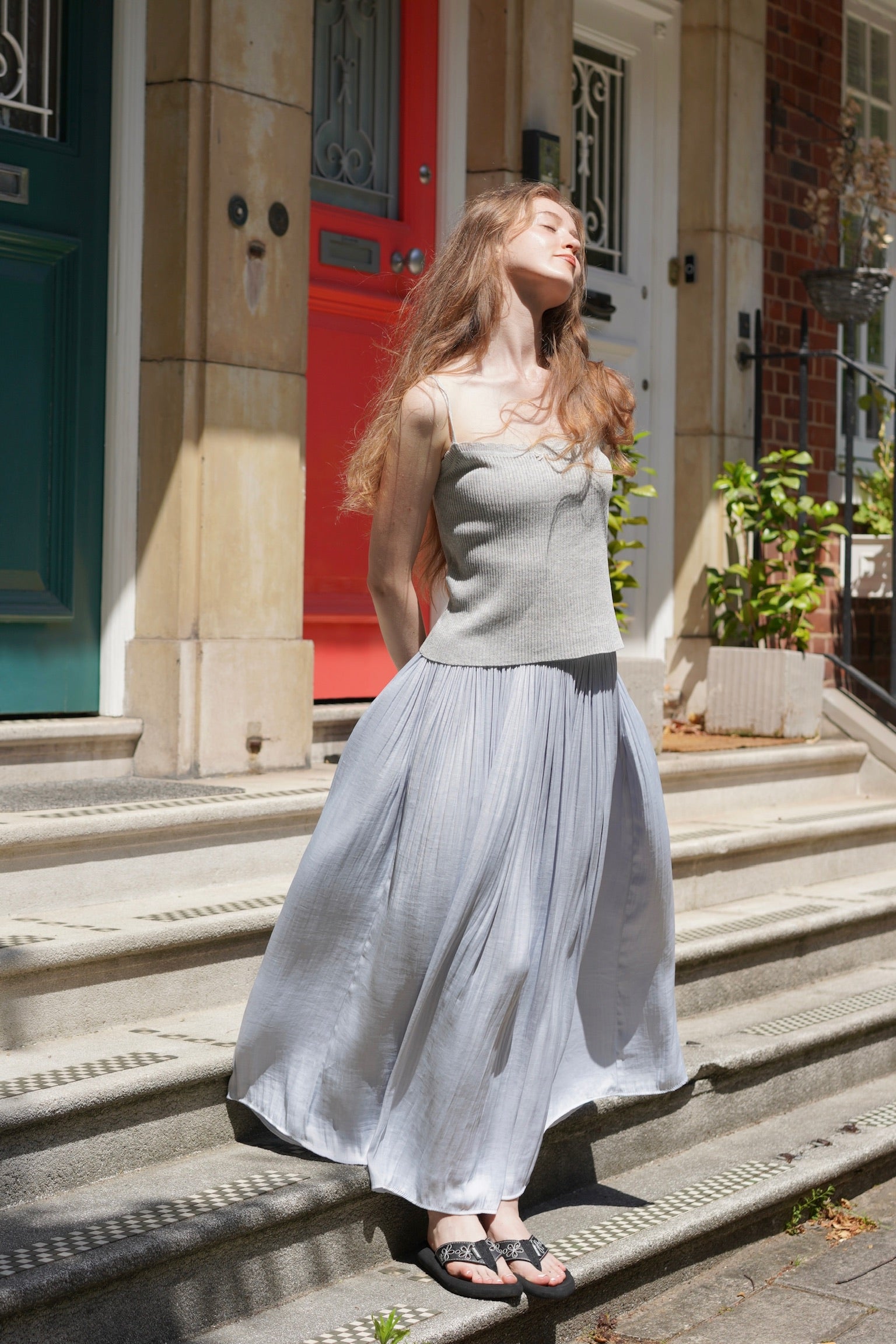 Silkfall Satin Skirt (Baby Blue)