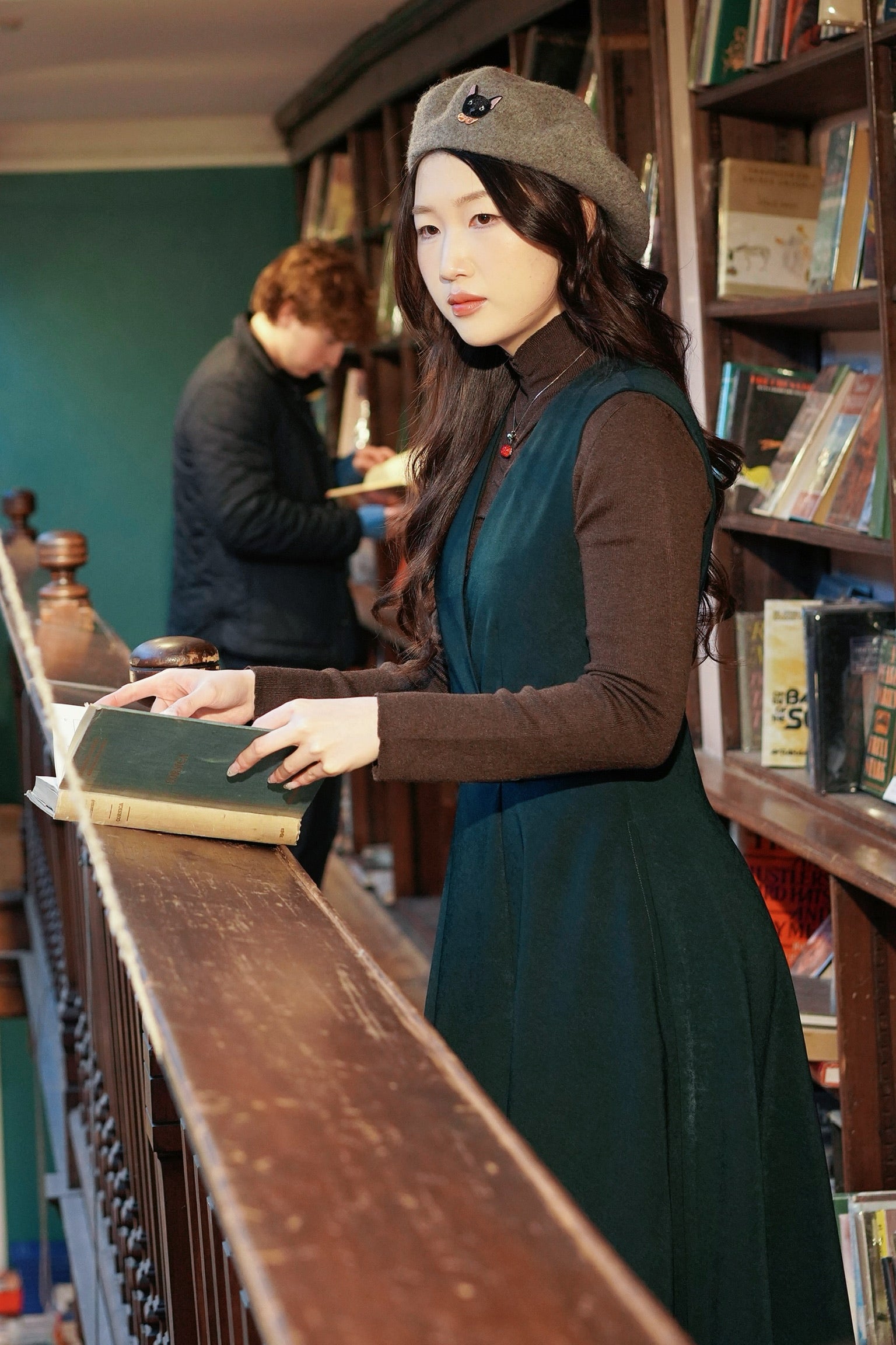 Sleek Kitty Pinafore (Emerald Green)