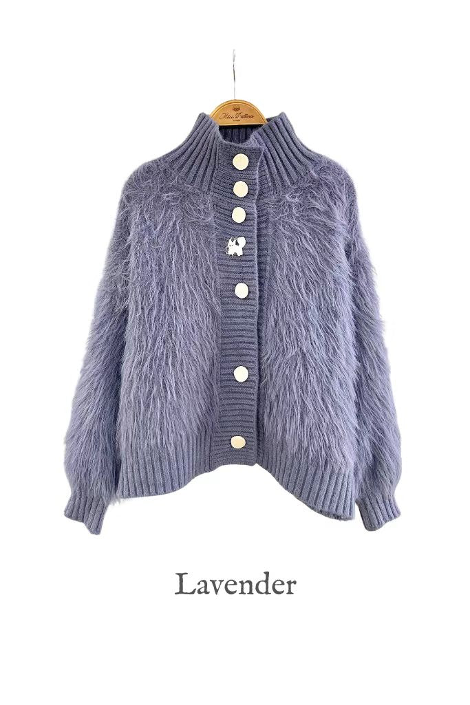 Snow Cat Faux Fur Cardigan