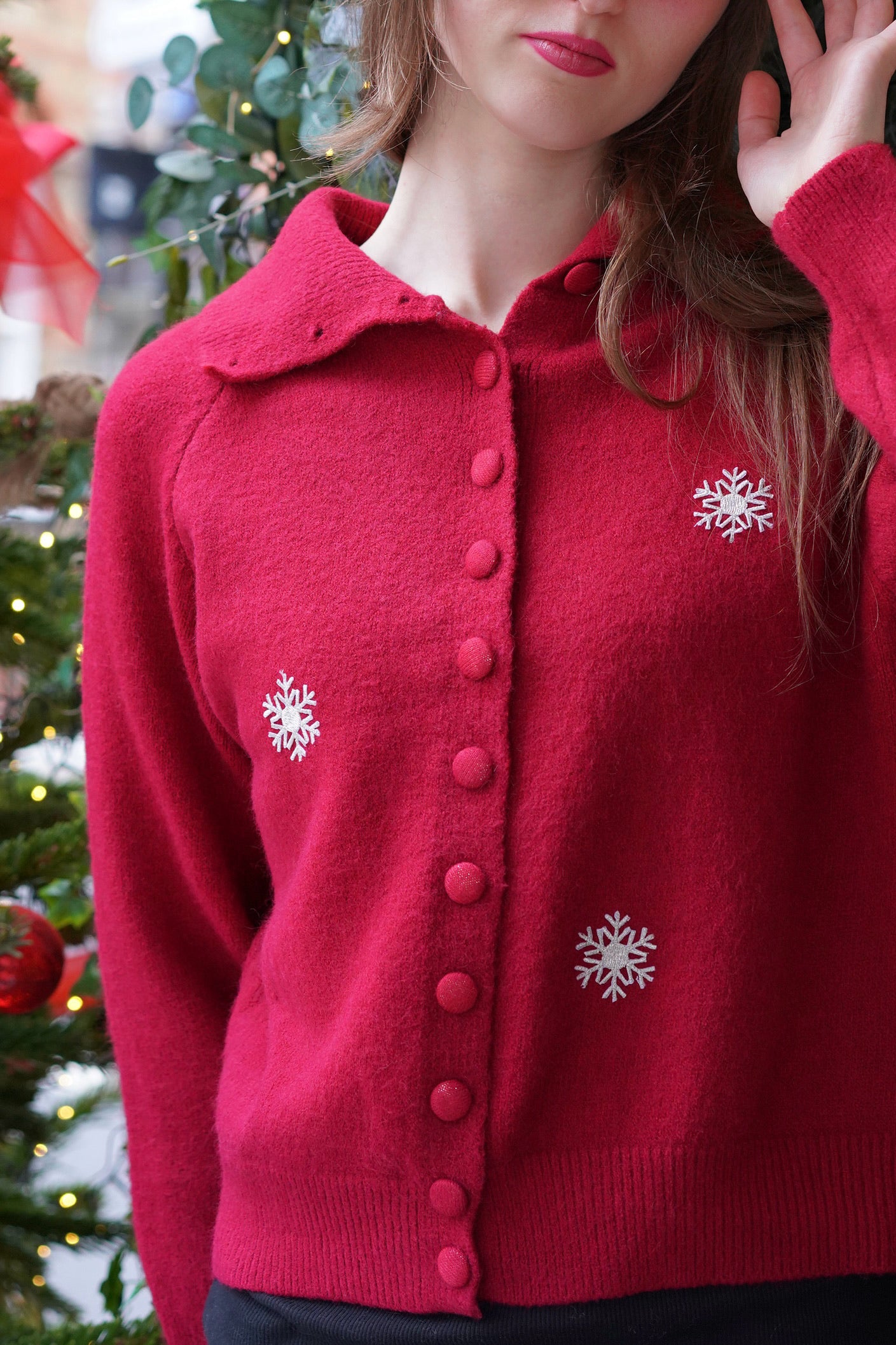 Snowflake Cardigan (Cranberry)