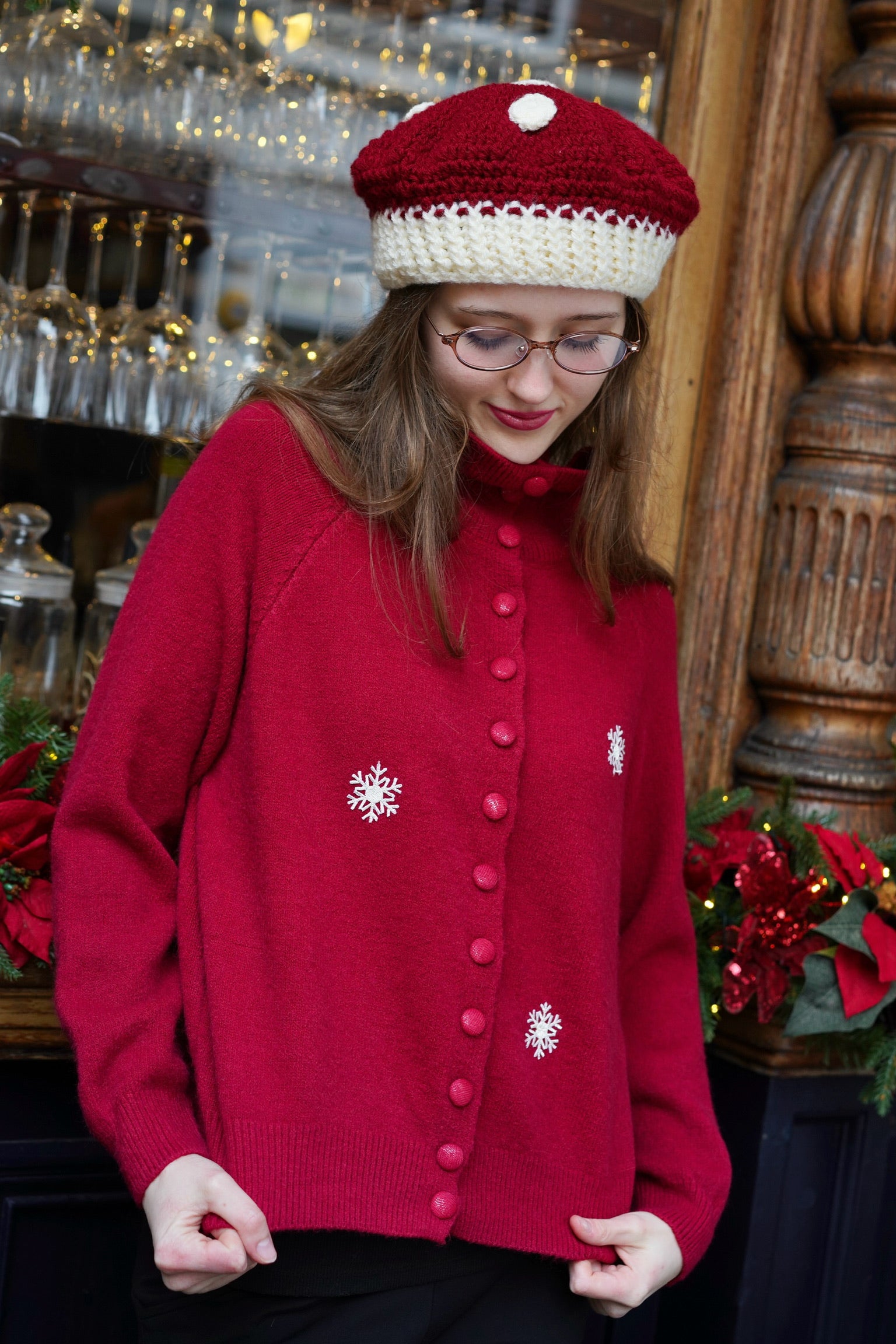Snowflake Cardigan (Cranberry)