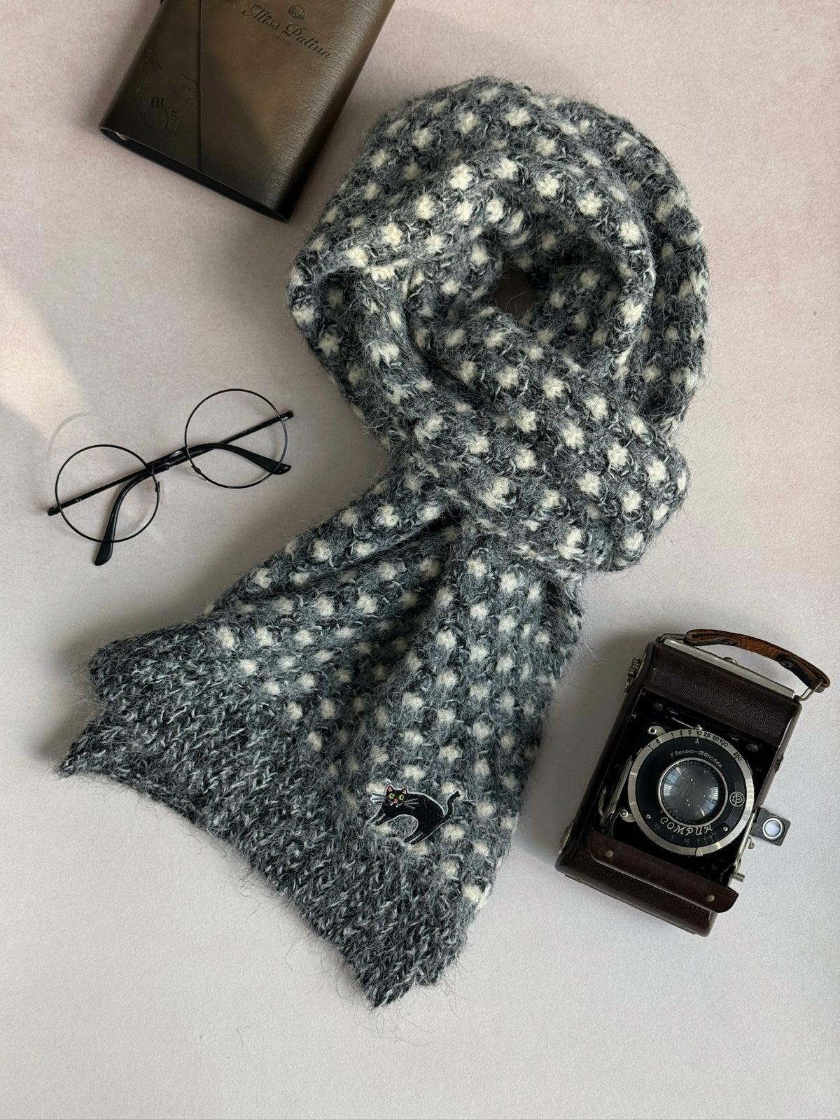 Startled Kitty Knit Scarf