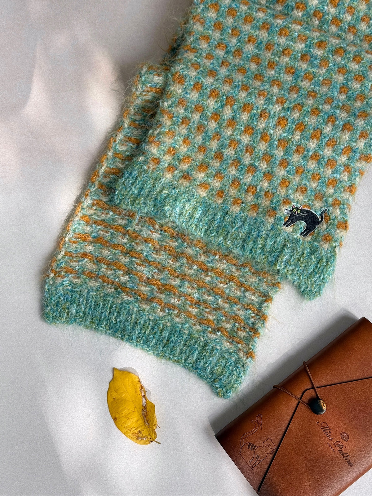 Startled Kitty Knit Scarf