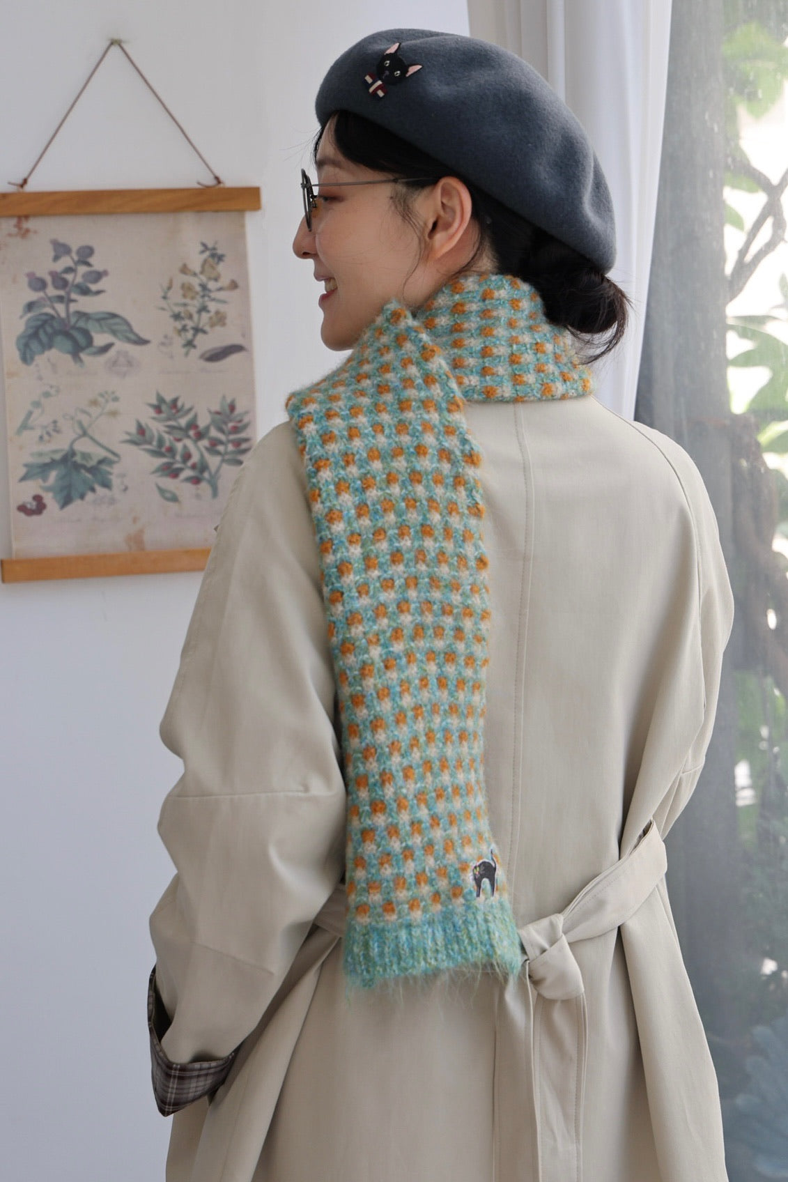 Startled Kitty Knit Scarf