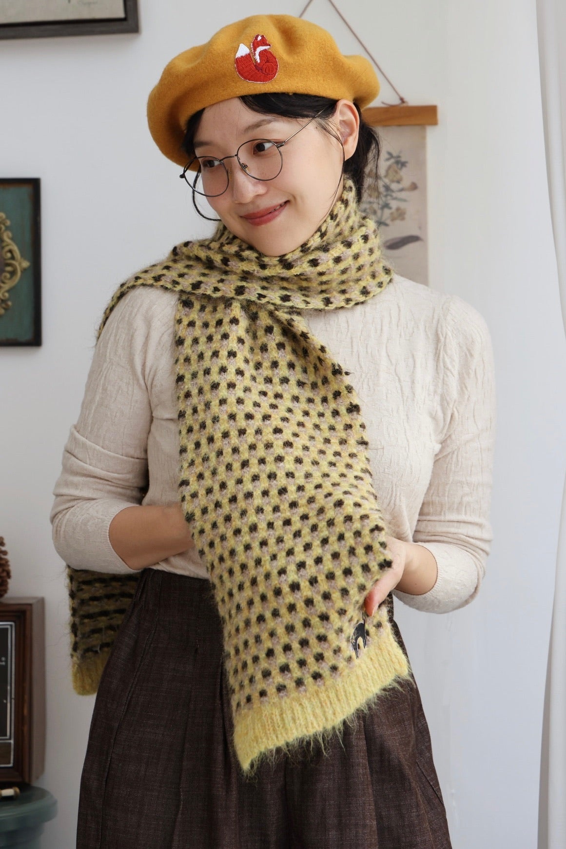 Startled Kitty Knit Scarf