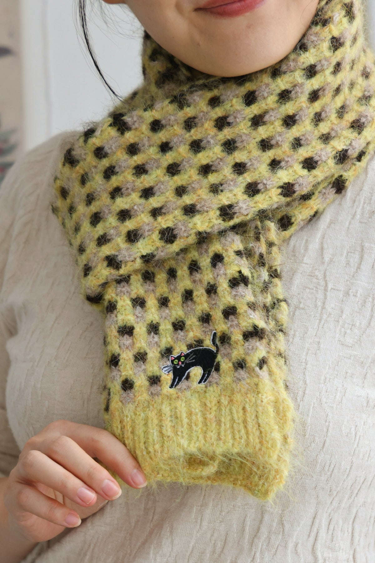 Startled Kitty Knit Scarf