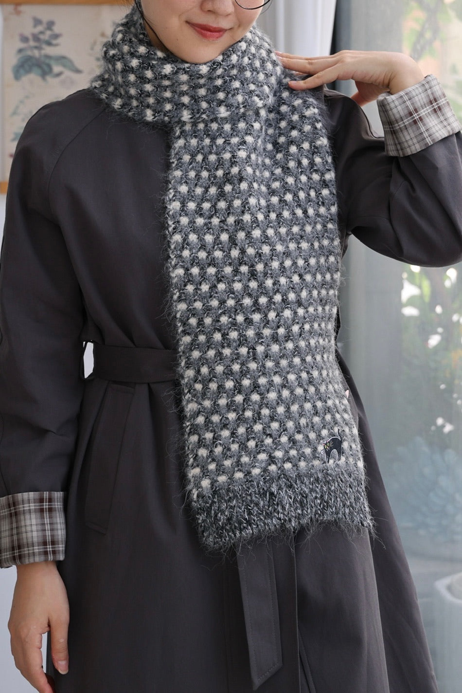 Startled Kitty Knit Scarf