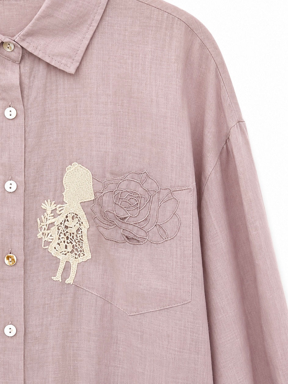 Storybook Rose Linen Shirt (Lilac)