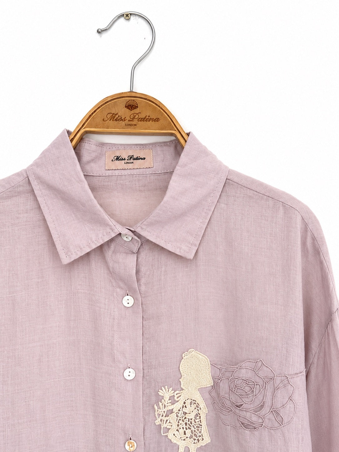 Storybook Rose Linen Shirt (Lilac)