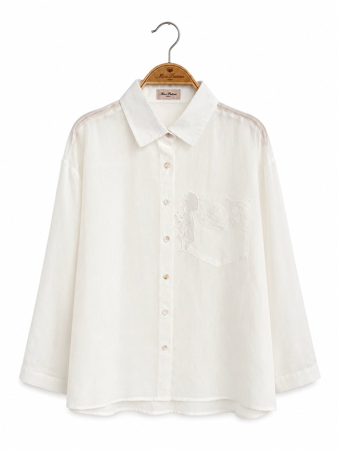 Storybook Rose Linen Shirt (White)