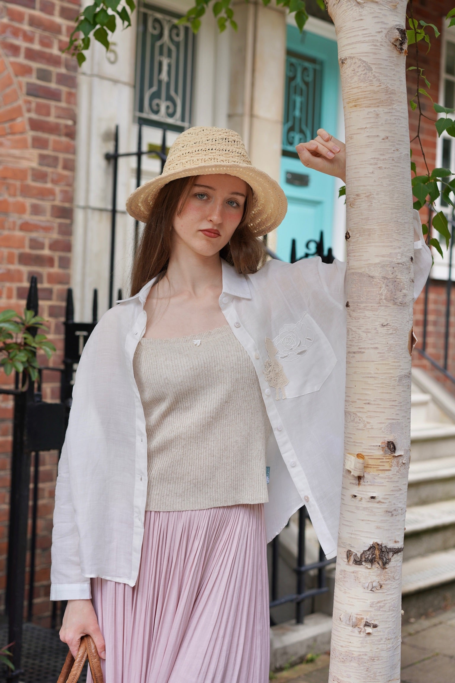 Linen-Mesh Summer Knit Set (Beige)