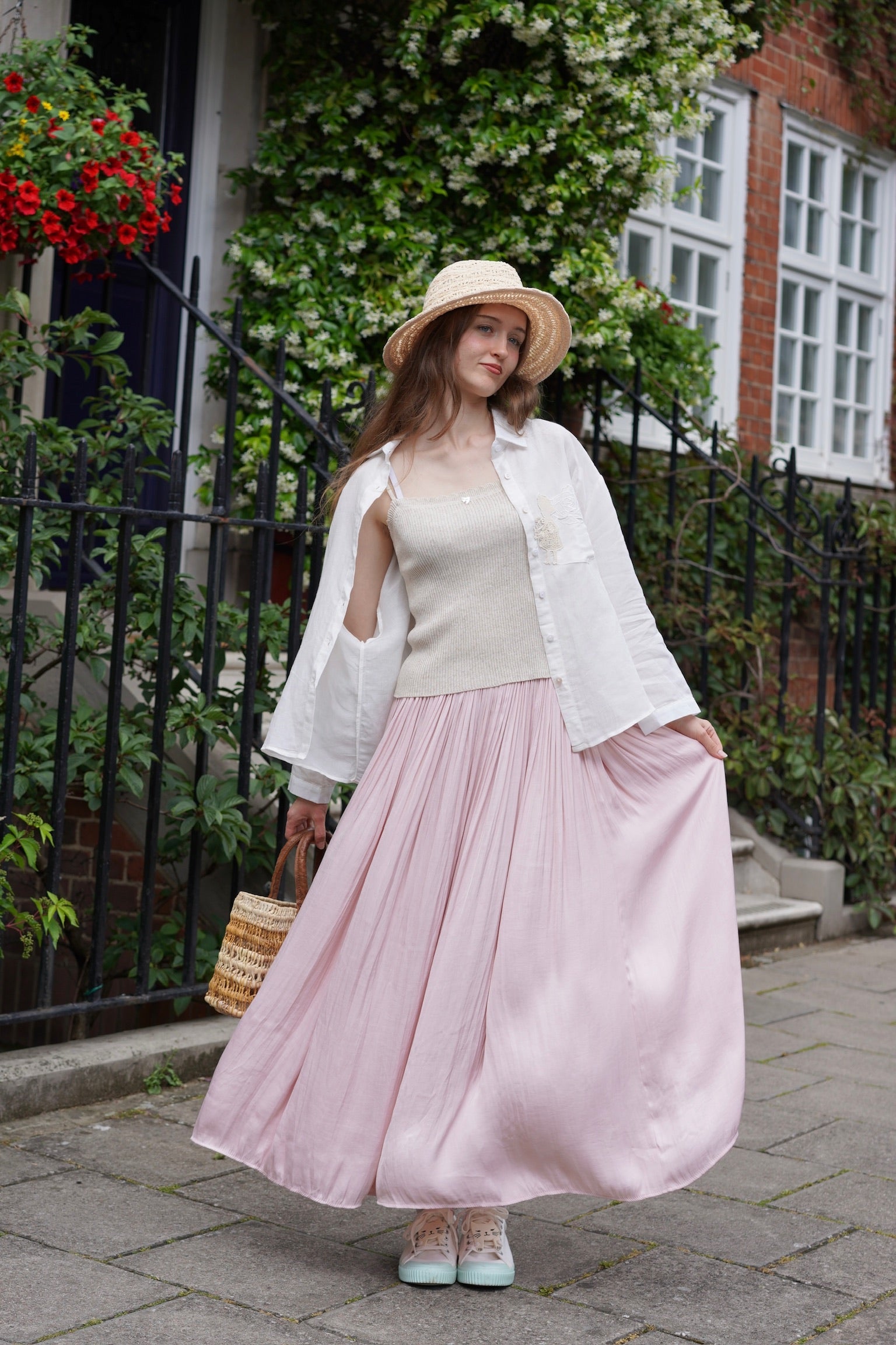 Storybook Rose Linen Shirt (White)
