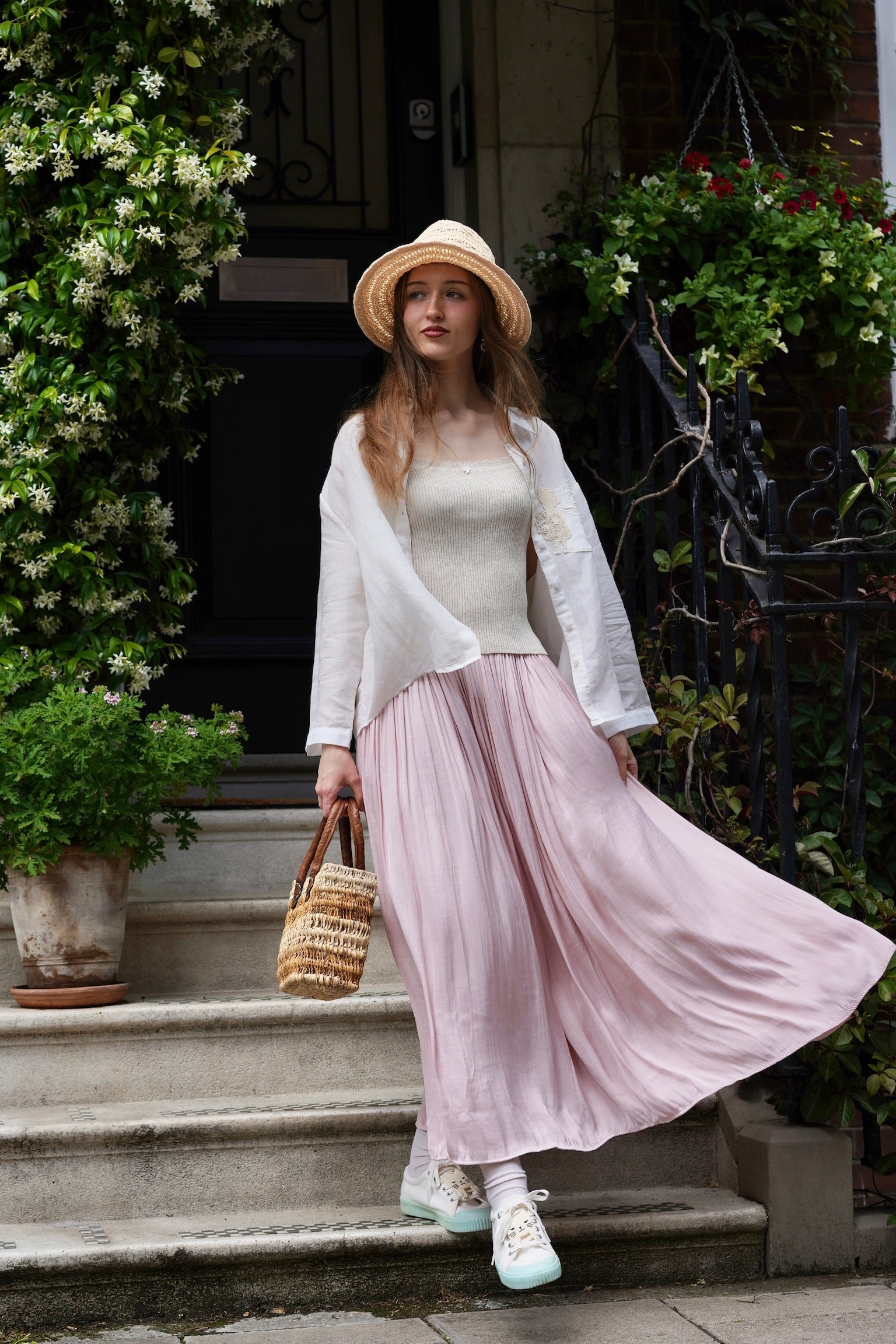 Storybook Rose Linen Shirt (White)