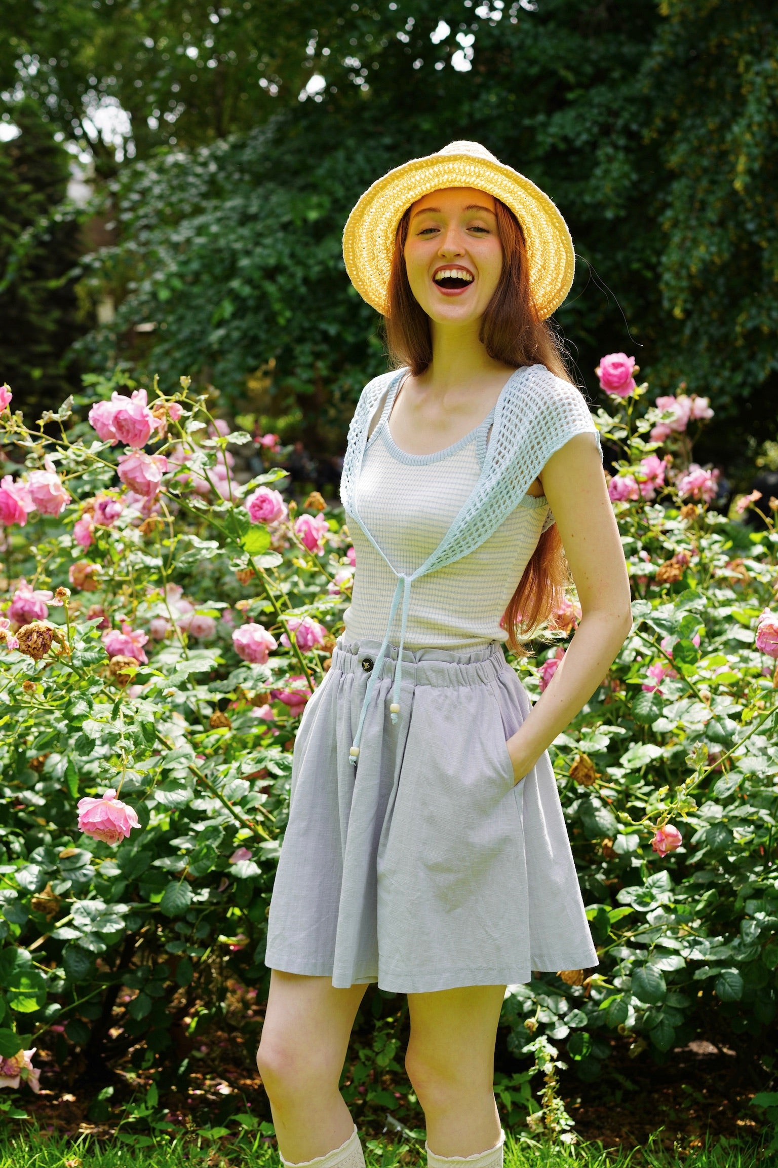 Buttercup Breeze Cotton Shorts (Pastel Blue)