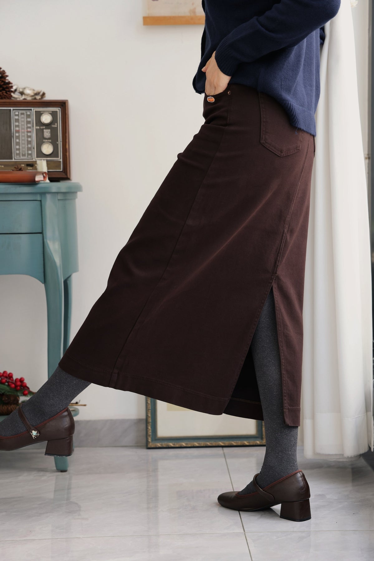 Sunday Bakery Denim Skirt (Dark Cocoa)
