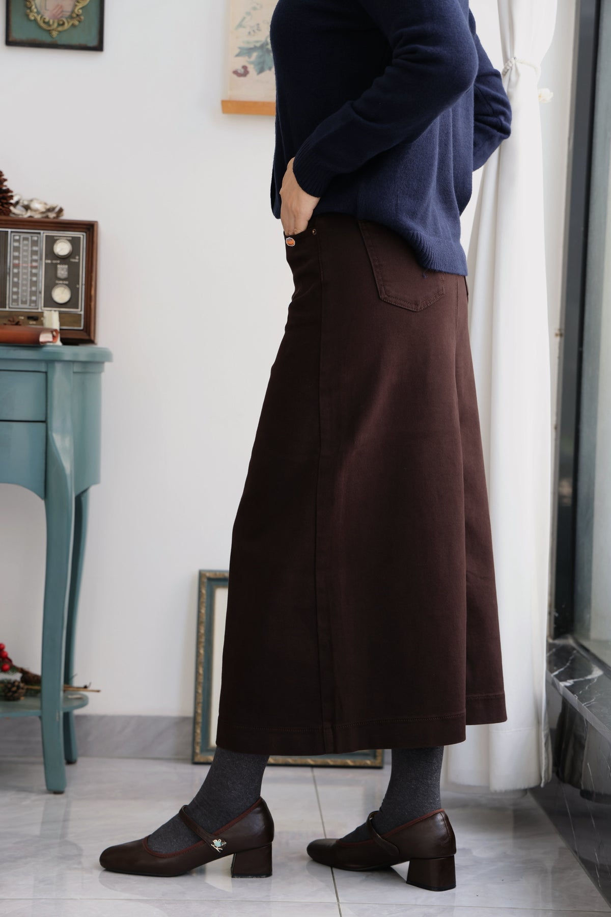 Sunday Bakery Denim Skirt (Dark Cocoa)