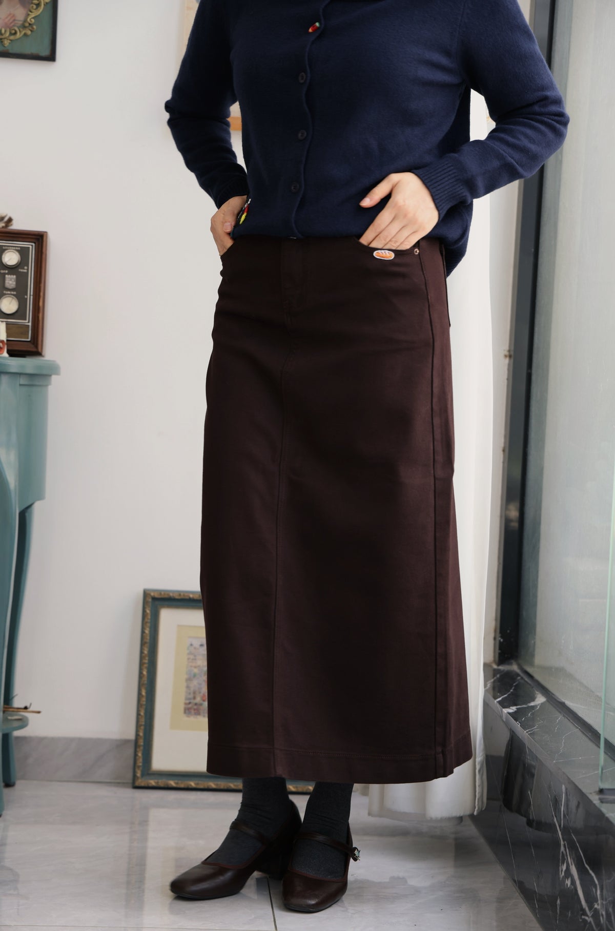 Sunday Bakery Denim Skirt (Dark Cocoa)