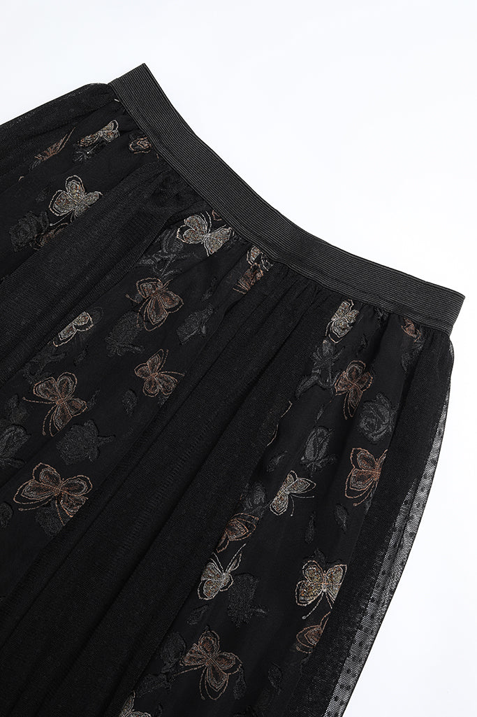 Swan Mesh Skirt (Black)