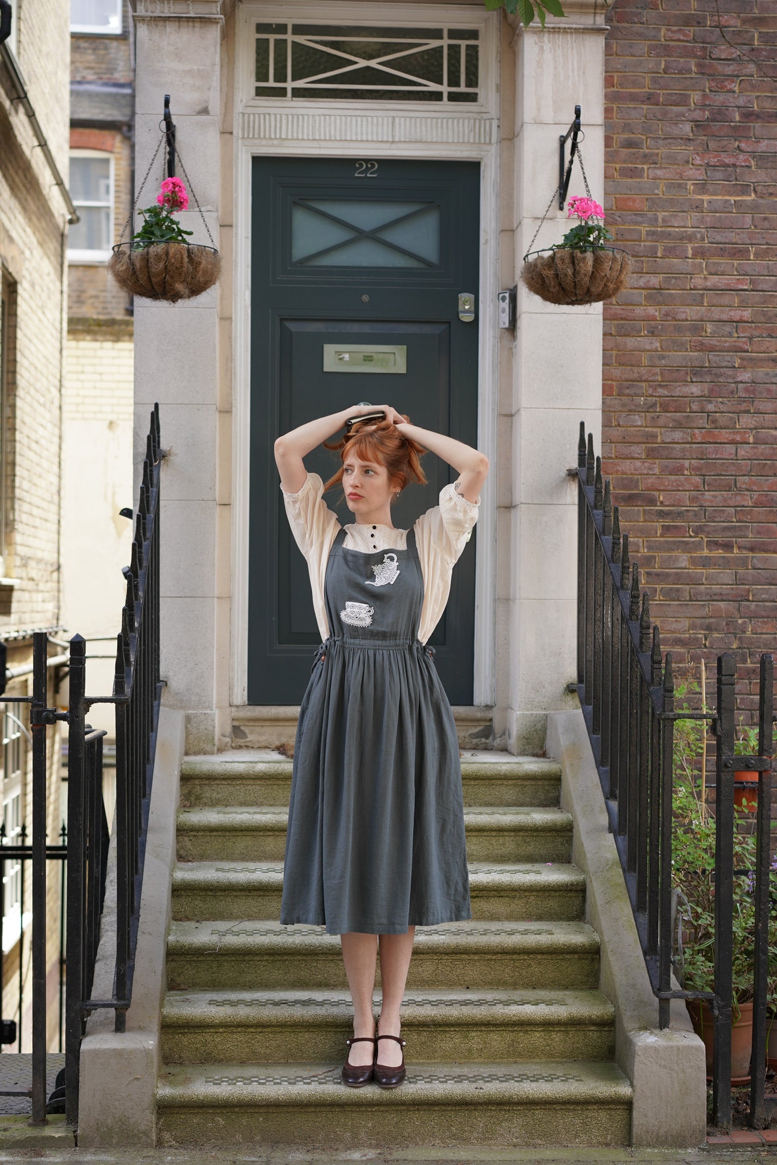 Tea Time Apron-Strap Linen Dress
