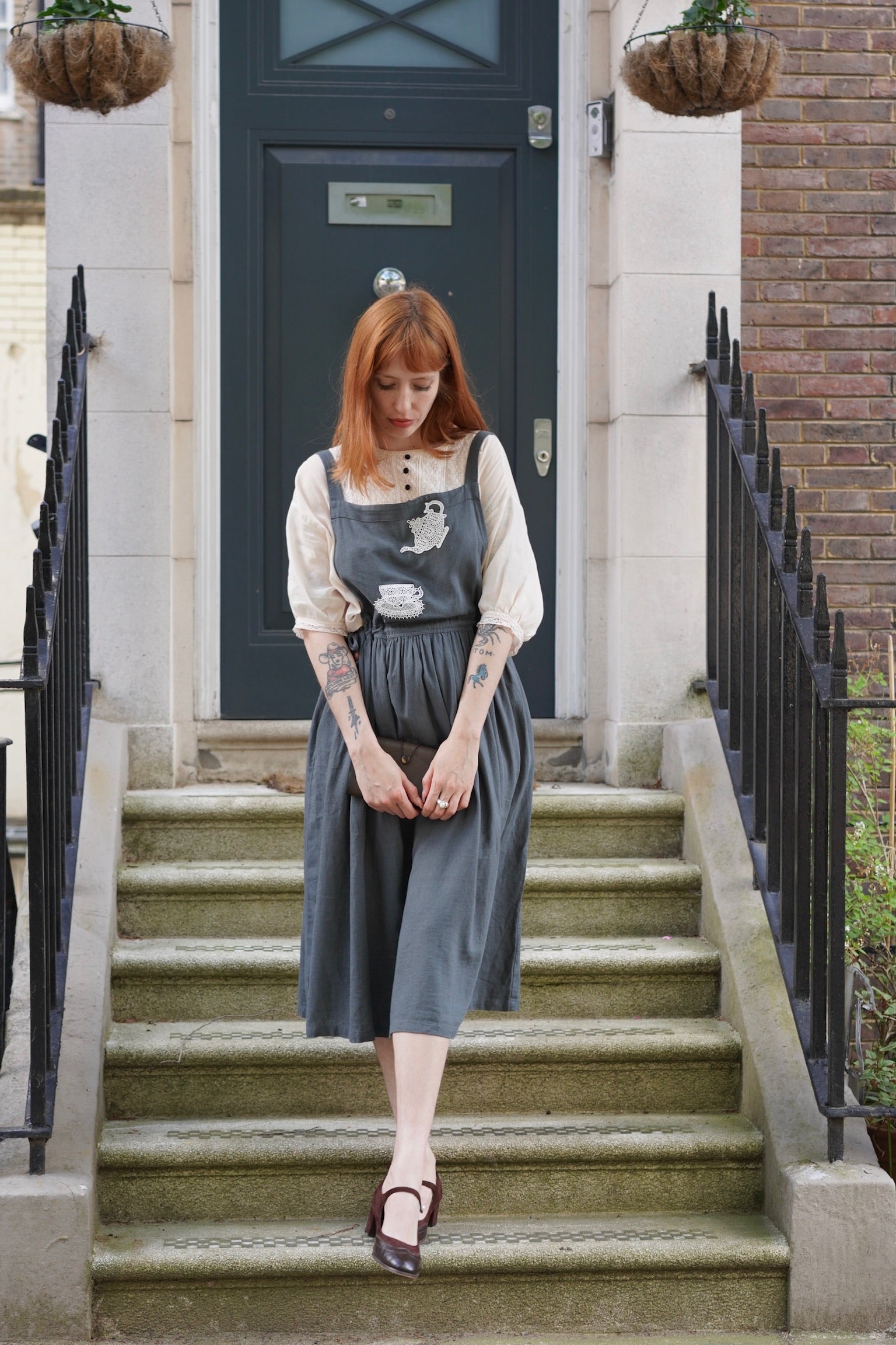 Tea Time Apron-Strap Linen Dress