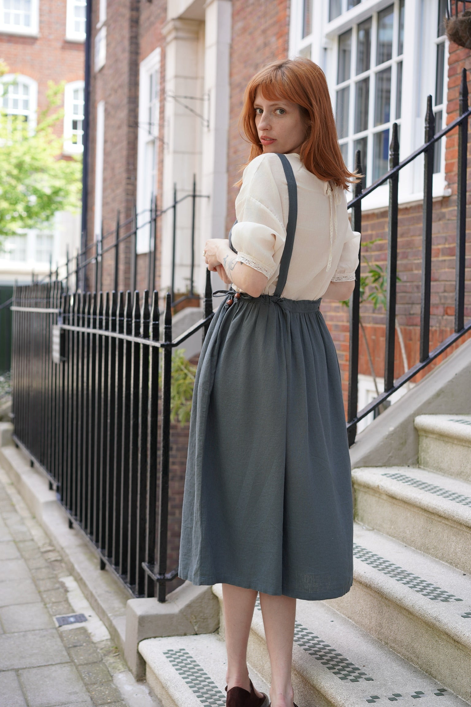 Tea Time Apron-Strap Linen Dress