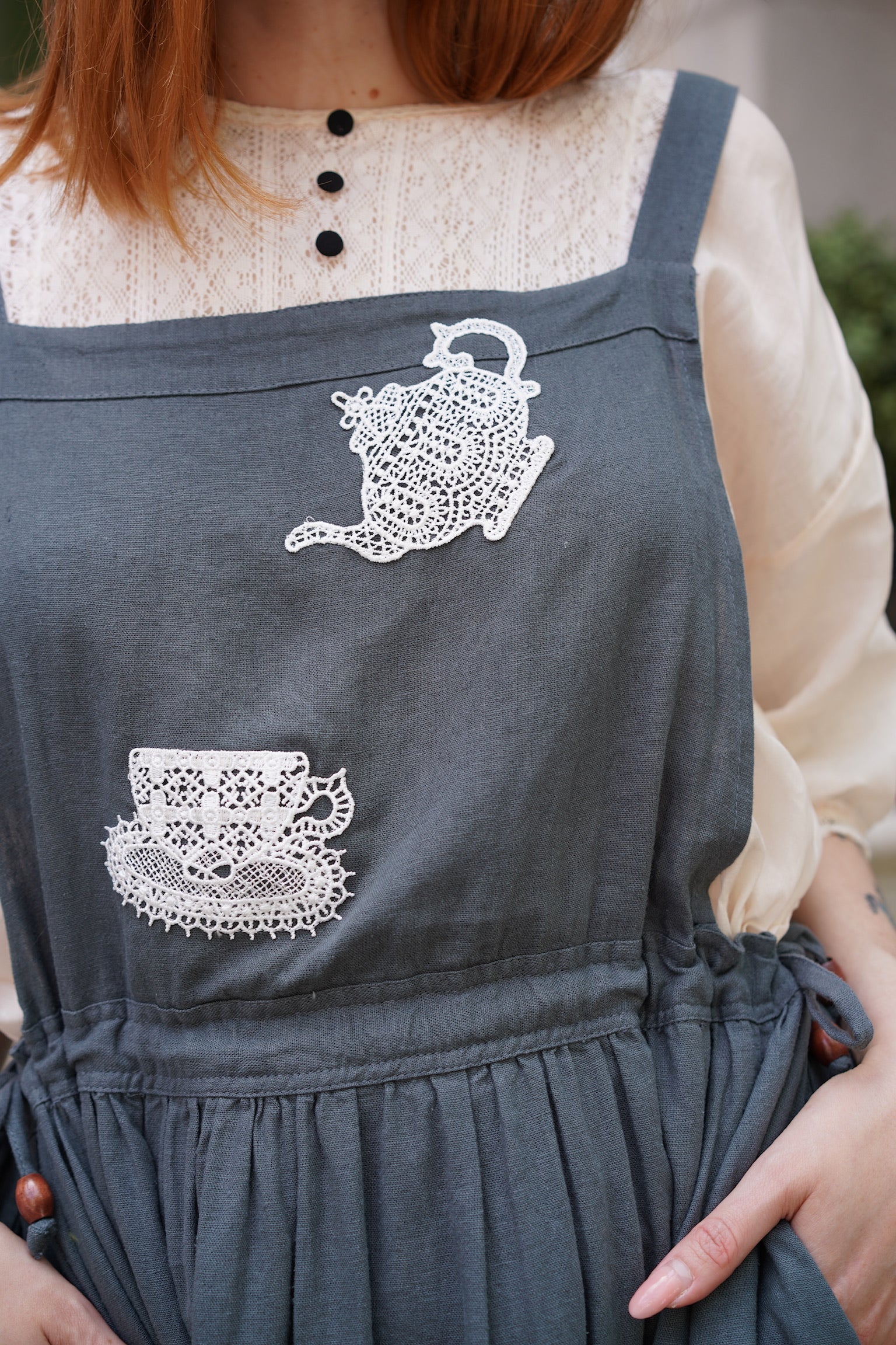 Tea Time Apron-Strap Linen Dress